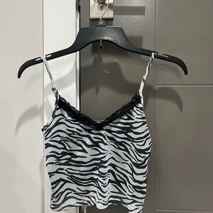 Hollister Black and White Fitted Crop Camisole